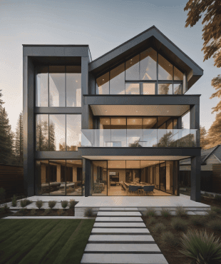 Stylized gold logo showing rooftops, a high-rise building, and a road representing Jeffrin Construction & Interior